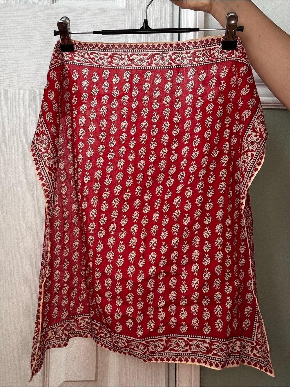 Madewell Red and Cream Printed Scarf Bandanna